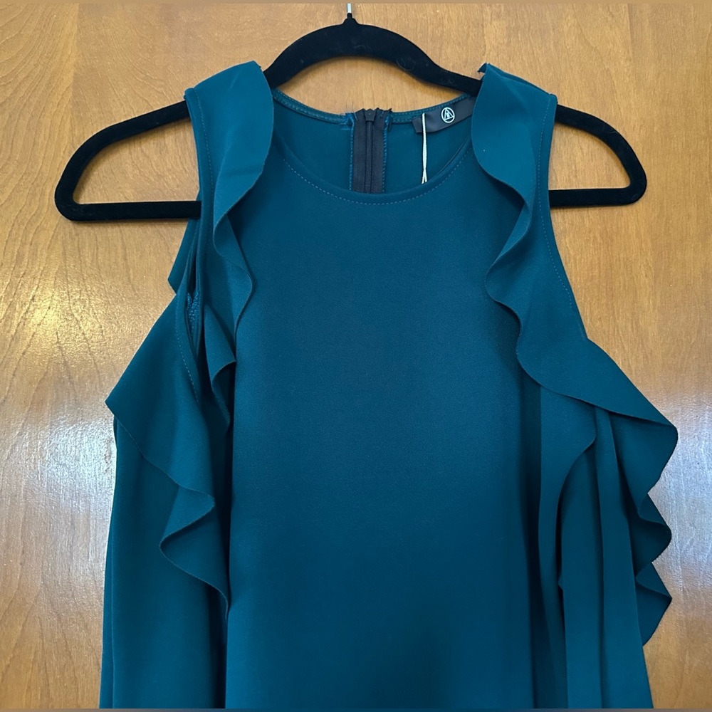 Teal Ruffle Long Sleeve Dress
